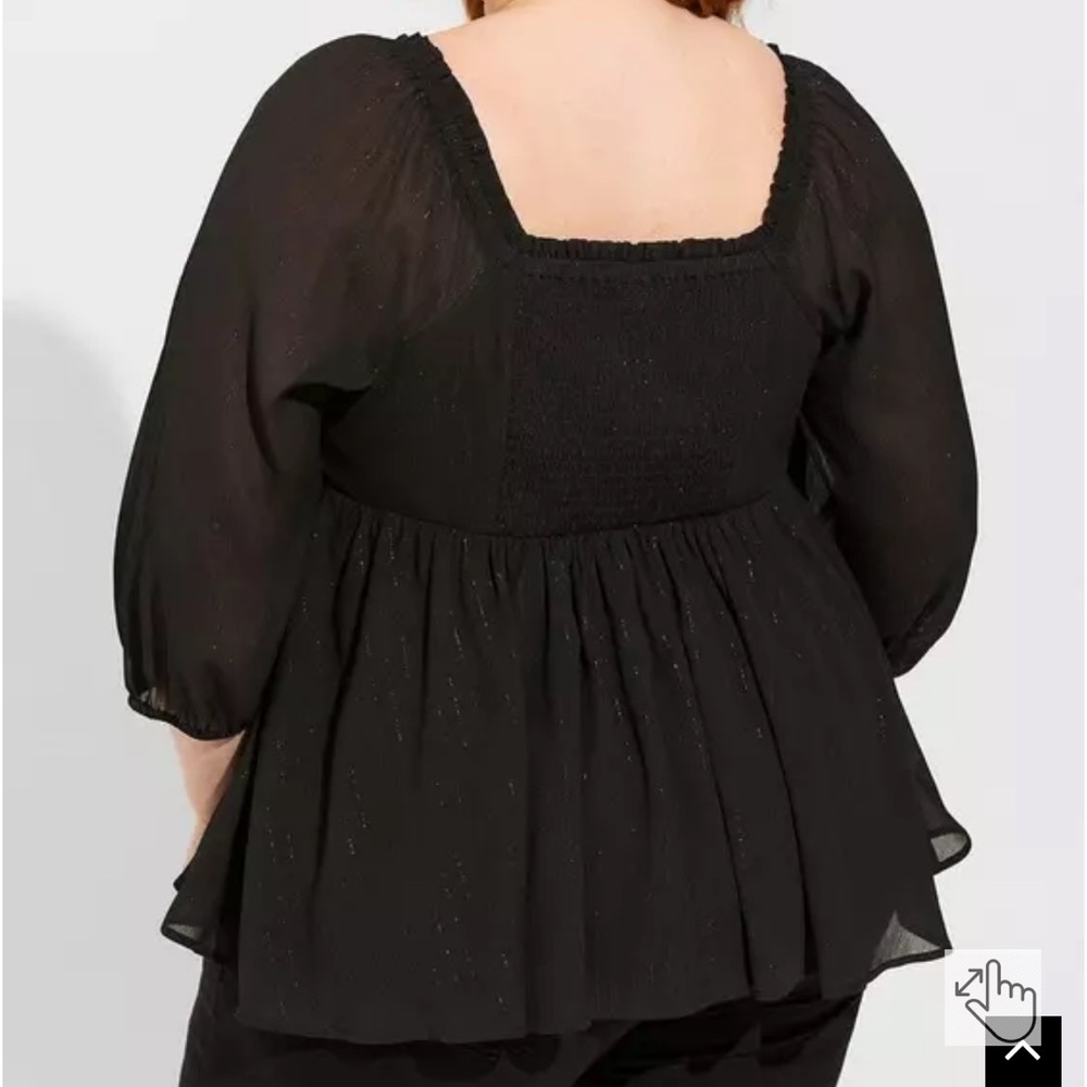 Torrid Black Women's Sheer Blouse Size 1 - Picture 2 of 7